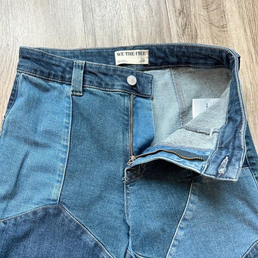 Free People We The Free No Boundaries Patchwork Flare Bell Bottom Jeans (26) - Picture 8 of 14